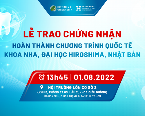 Cùng chờ đón: LỄ TRAO CHỨNG NHẬN HOÀN THÀNH CHƯƠNG TRÌNH QUỐC TẾ KHOA NHA, ĐẠI HỌC HIROSHIMA, NHẬT BẢN